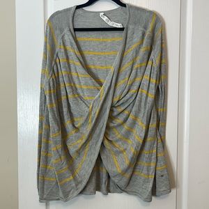 Lululemon Twist and Wrap Top Gray and Yellow Stripe Size 8